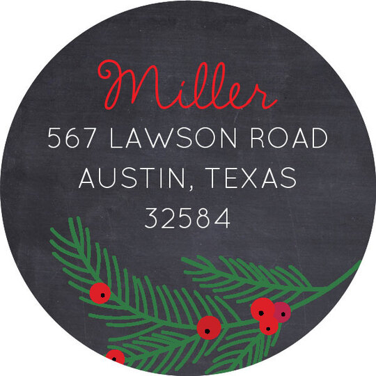 Pine Bough Round Address Labels